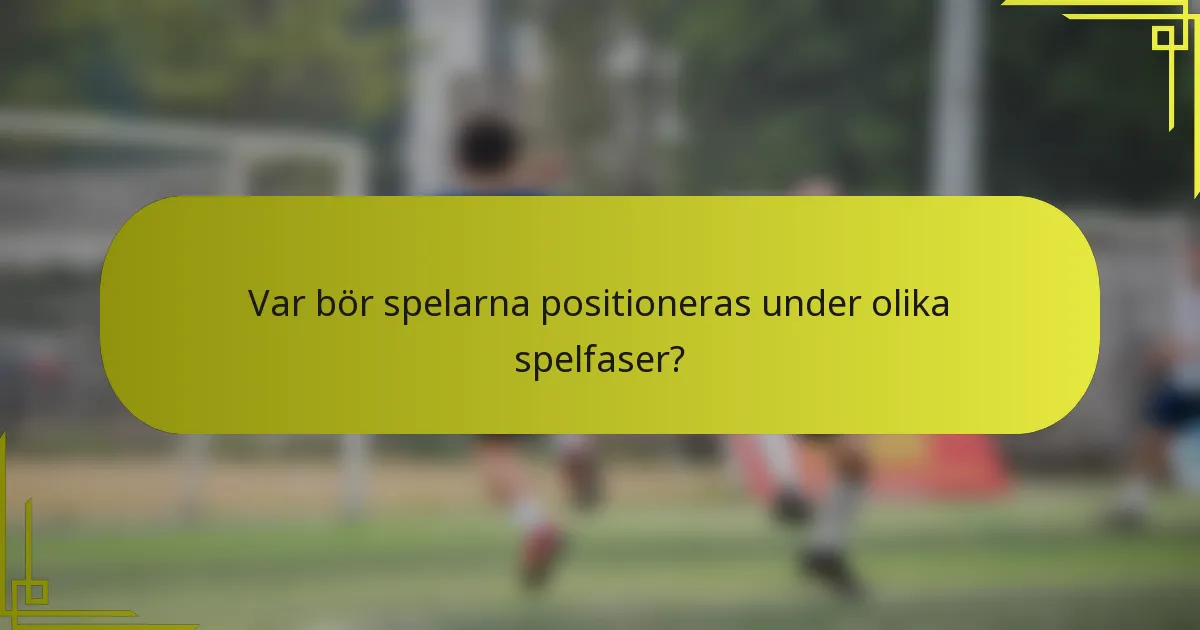 Var bör spelarna positioneras under olika spelfaser?